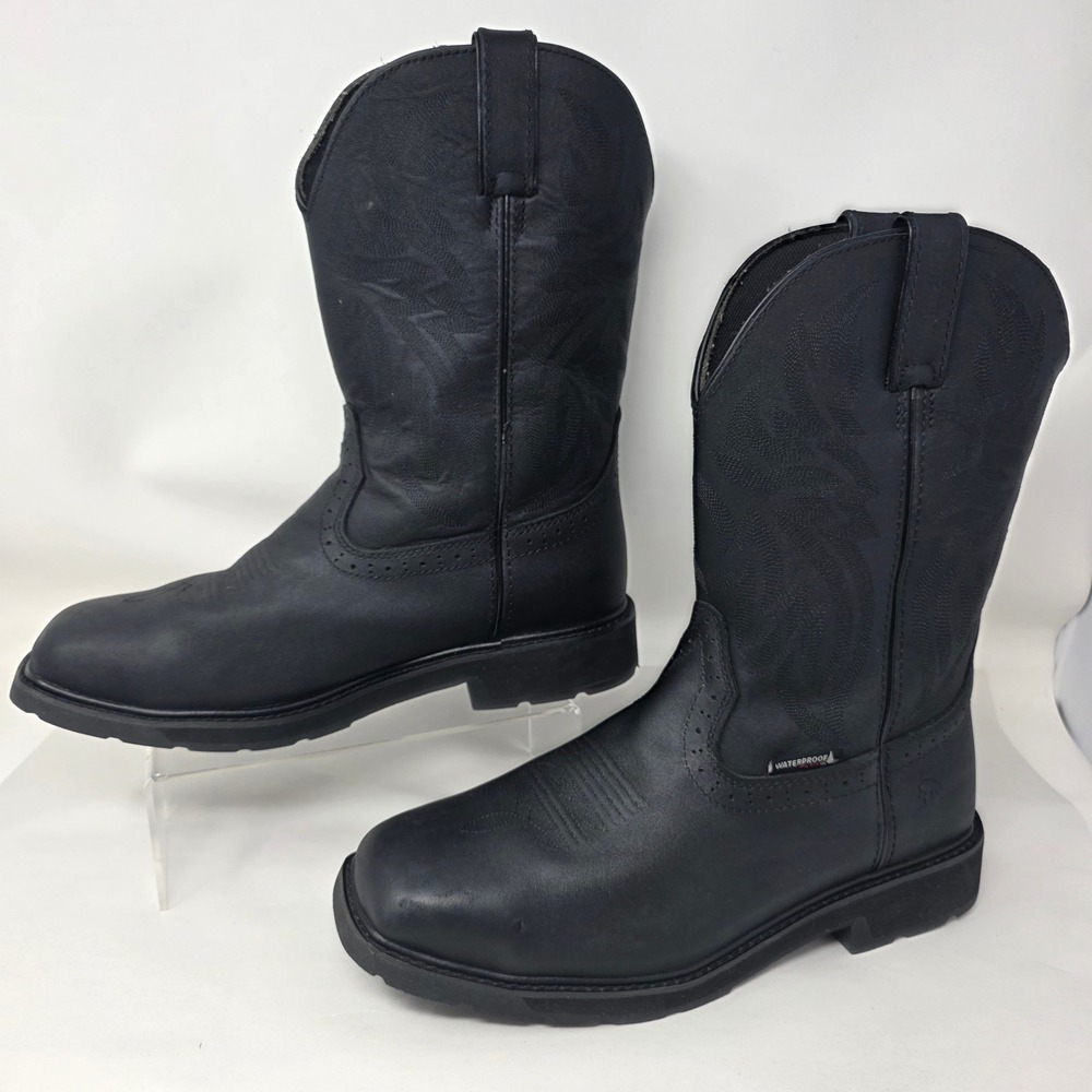 Wolverine Rancher Boots Mens 9 Steel Toe W10940 Blk Waterproof Leather Very Good